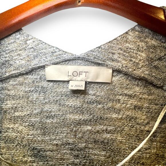 Loft Shimmer Open Poncho Sweater Cardigan Size Medium Oversized Dolman Sleeves - Picture 7 of 8